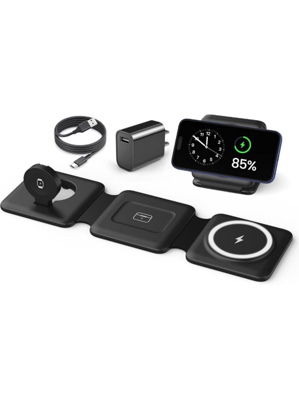 Compact Foldable Magnetic Wireless Charger for iPhone - Travel-Friendly Charging